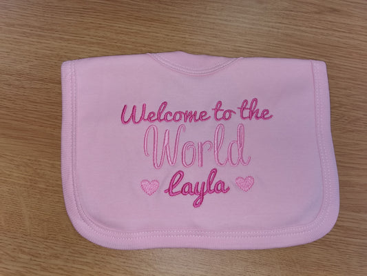 Personalised Welcome to the world bib