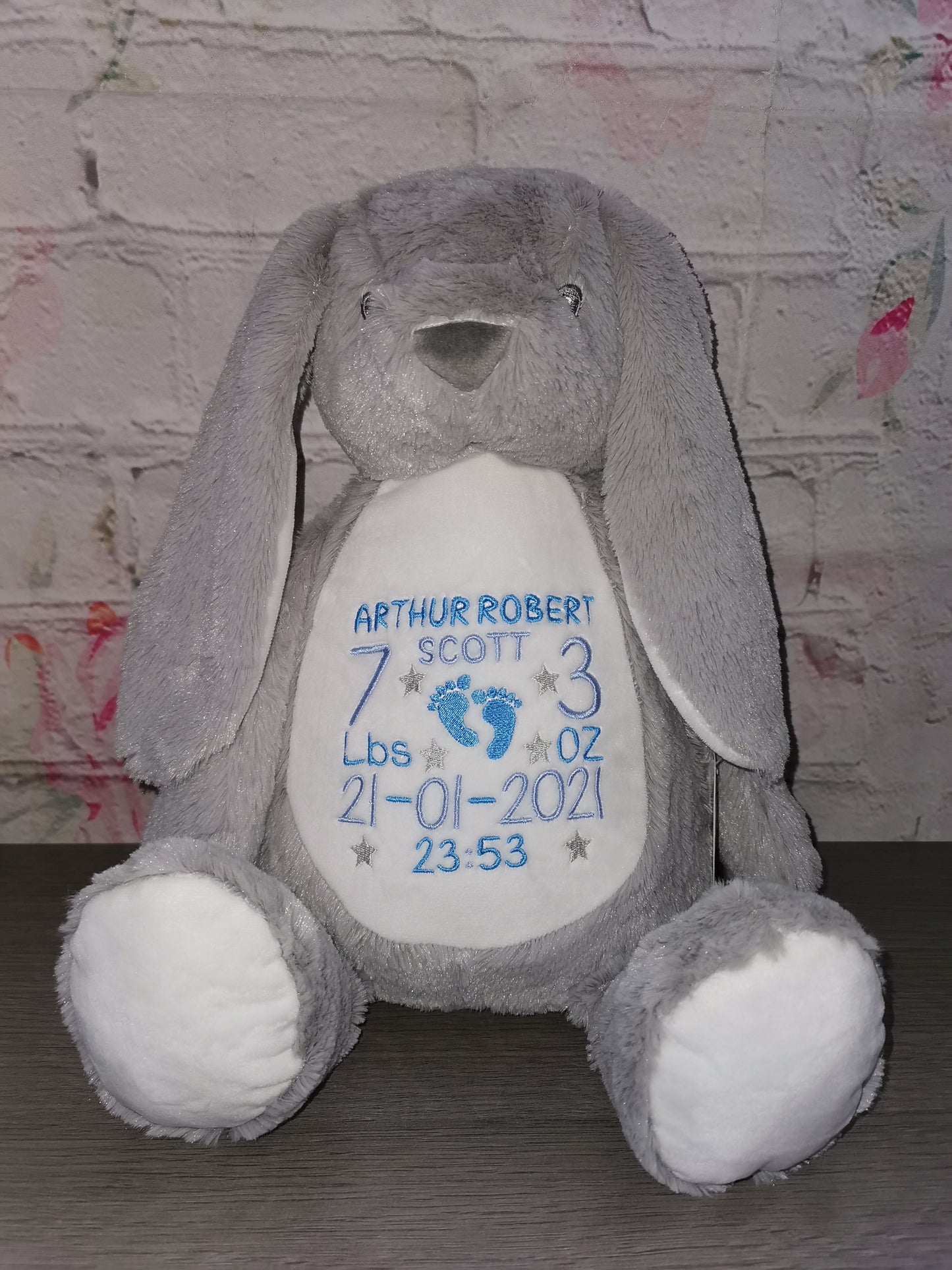 Personalised white or grey mumbles bunny