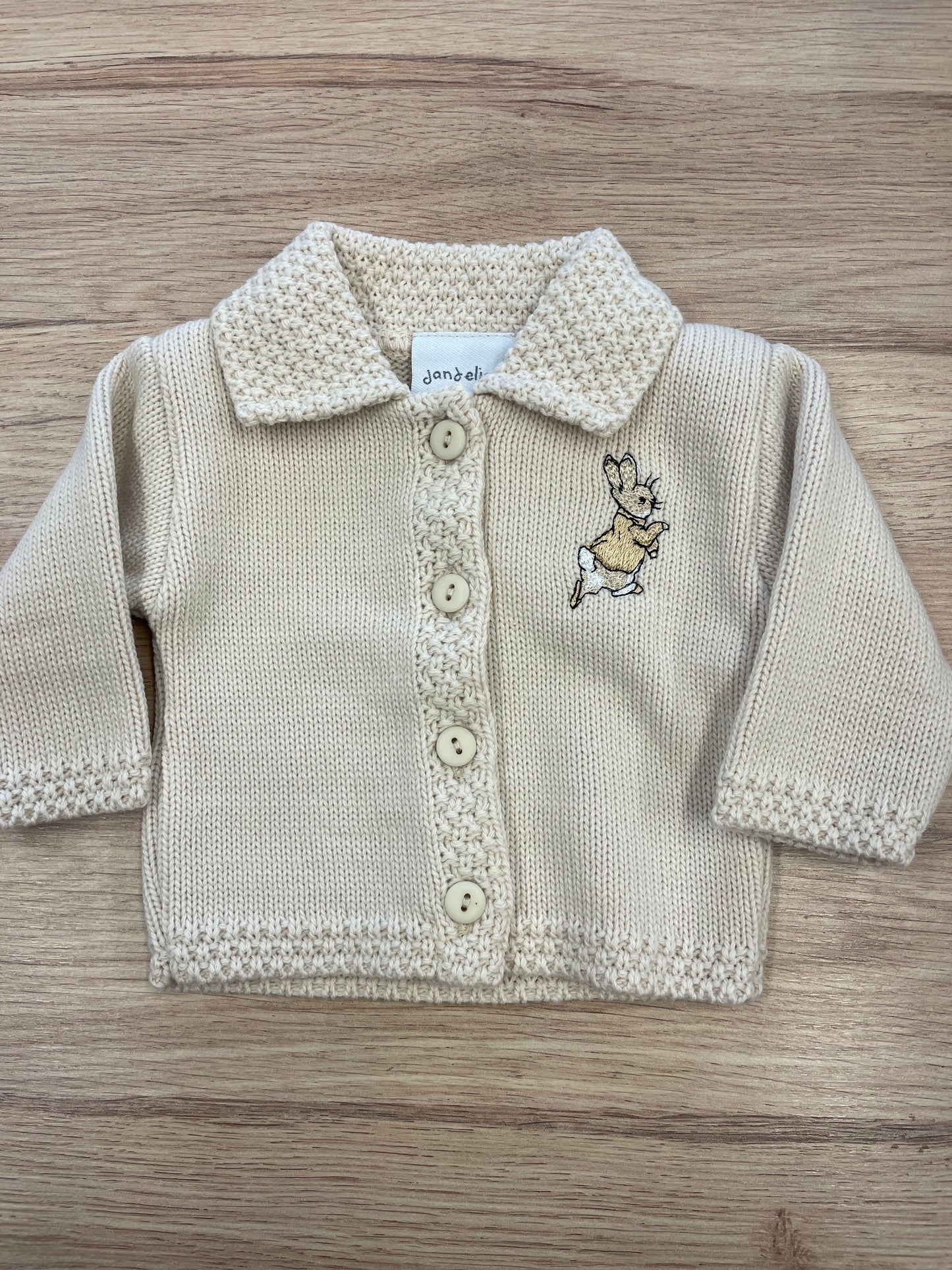 Beige  Cardigan with Embroidered Peter Rabbit