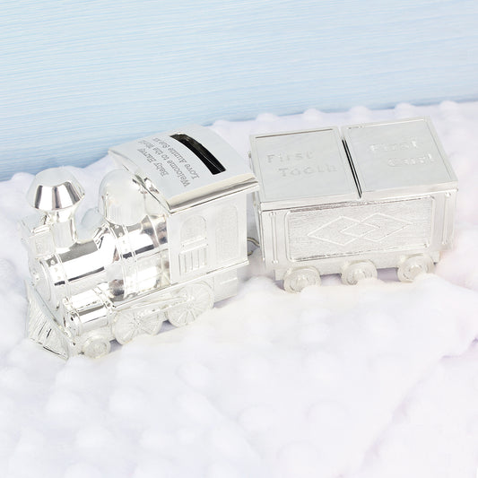 Personalised Train Money Box with Tooth & Curl Trinket Box