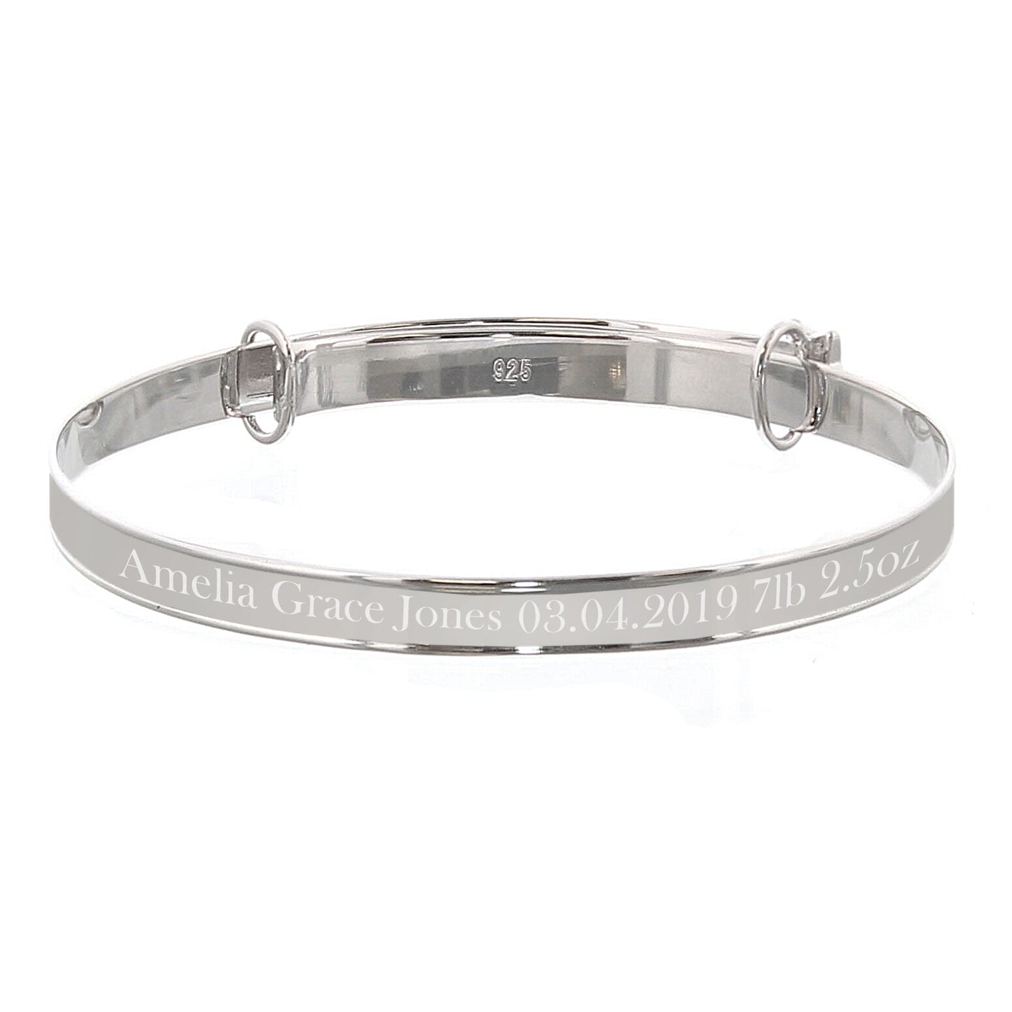 Personalised Sterling Silver Childs Expanding Diamante Star Bracelet