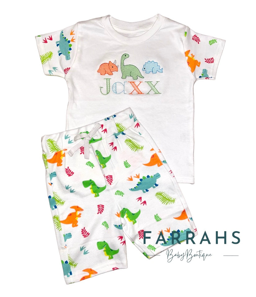 Personalised Short sleeve Pyjamas / pjs - Dinosaur
