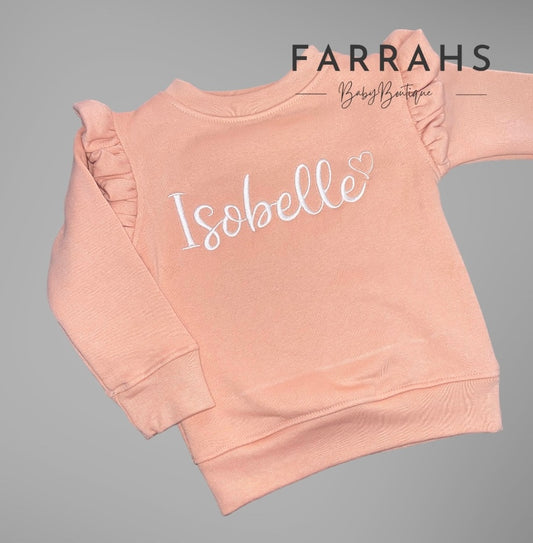 Personalised Coral Rose Frill Jumper