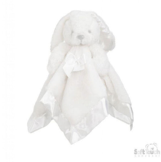 Plain White fluffy Rabbit comforter with bow