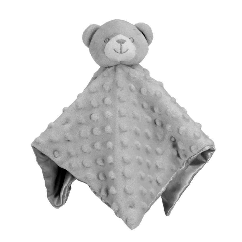 Personalised Grey bobble silk back bear comforter