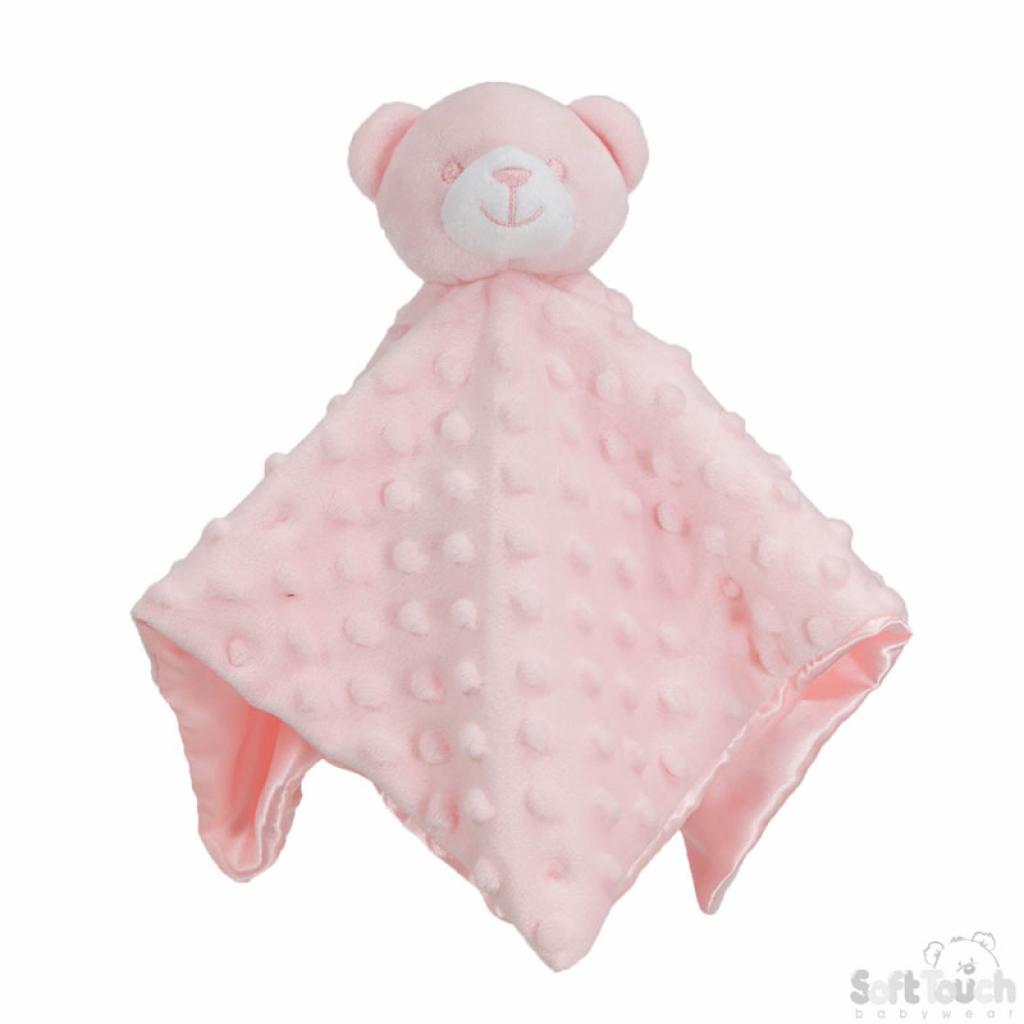 Pink bobble silk back bear comforter - Personalise me