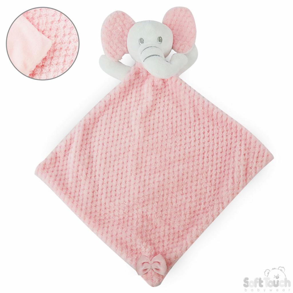 Plain Pink  Elephant waffle Comforter with Crinkle Ears
