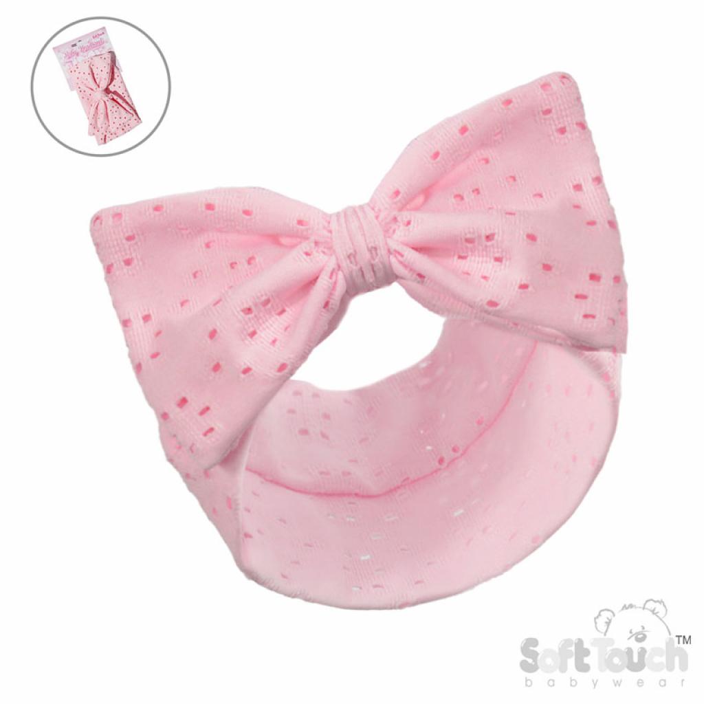 Baby Pink Broderie Anglaise Headband with bow