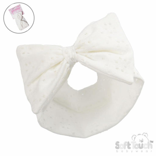 White Broderie Anglaise Headband with bow
