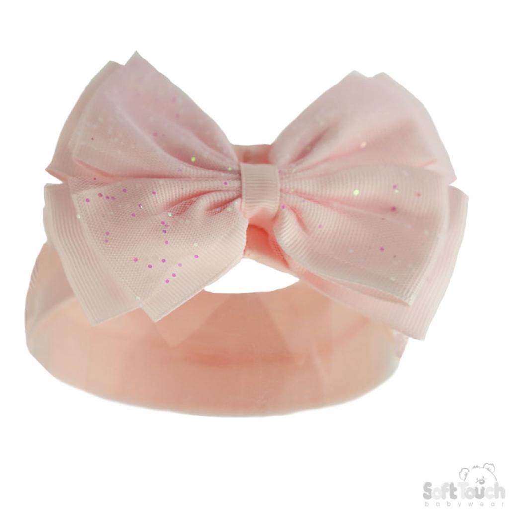 Baby Pink Glitter bow headband