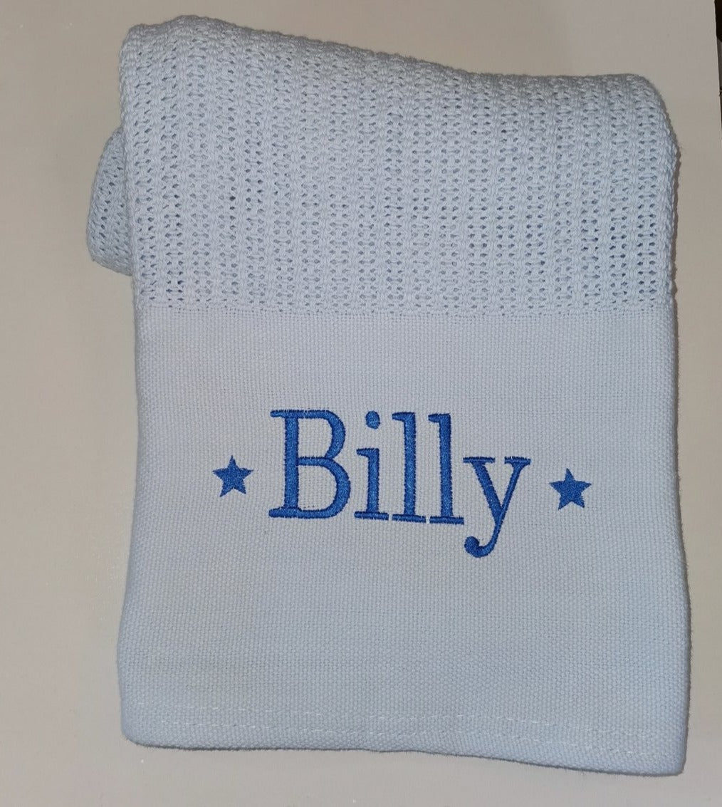 Personalised blue Cellular blanket