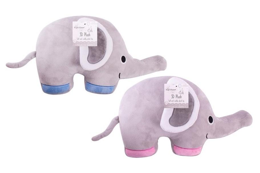 Plush Elephant Cushion pink/blue