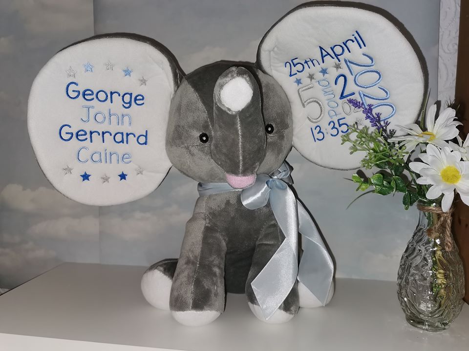 Personalised Grey Dumble Elephant Teddy