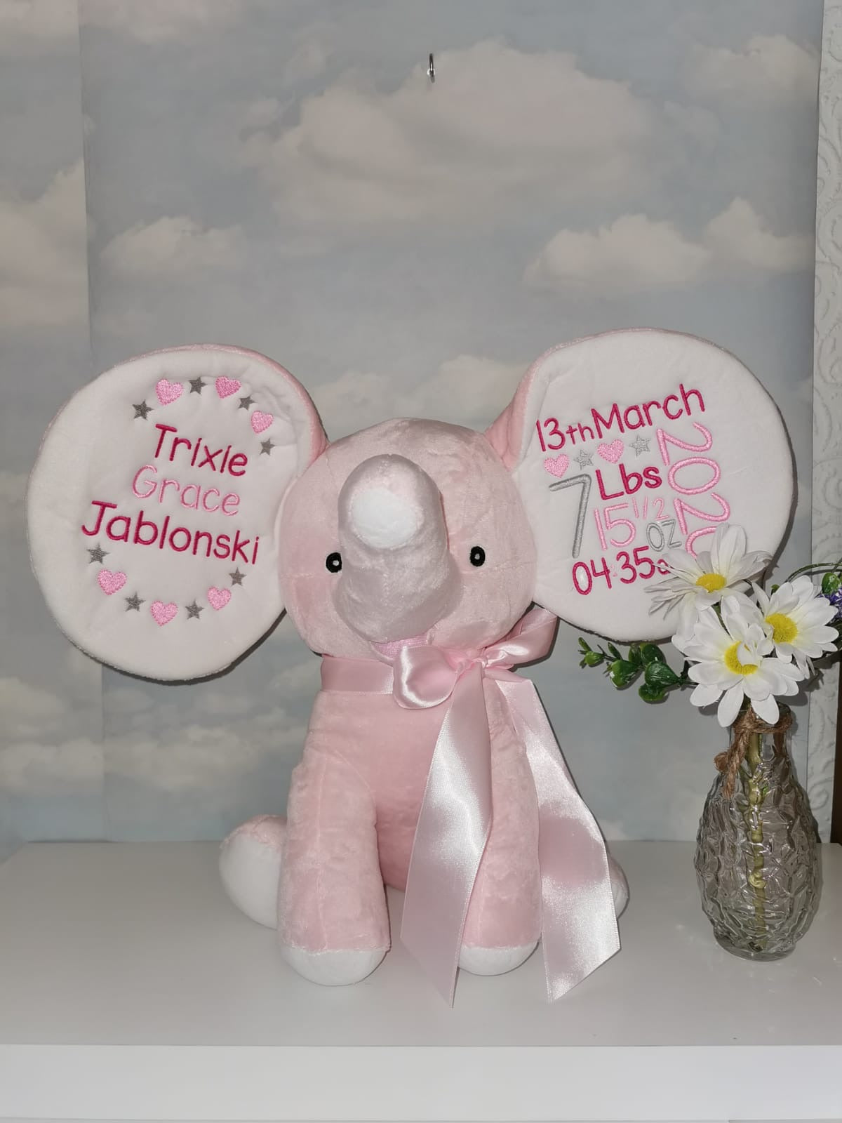 Personalised Pink Elephant Dumble teddy