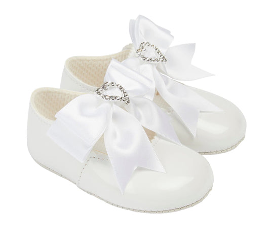 White diamanté pram shoes - Baypods