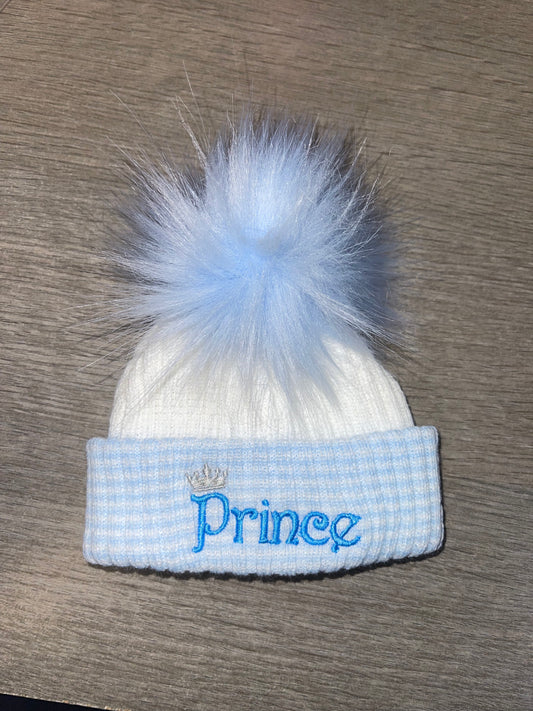 Prince Pom Pom Hat - newborn