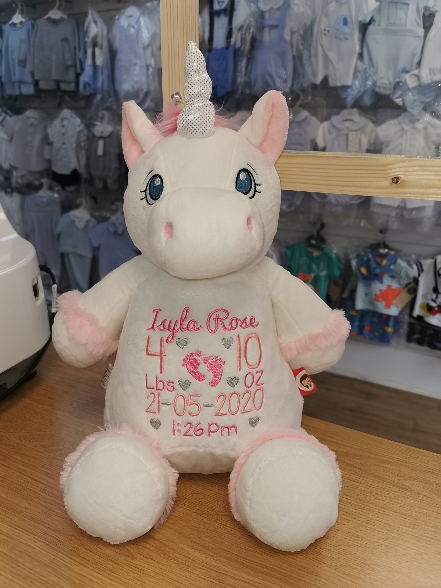 Personalised white unicorn