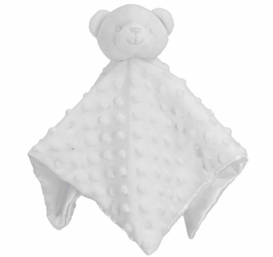 White bobble silk back bear comforter - Personalise me