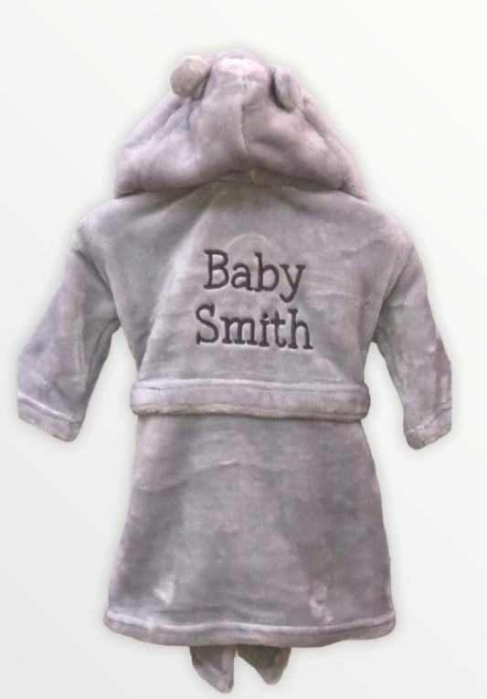 Grey SuperSoft personalised dressing gown
