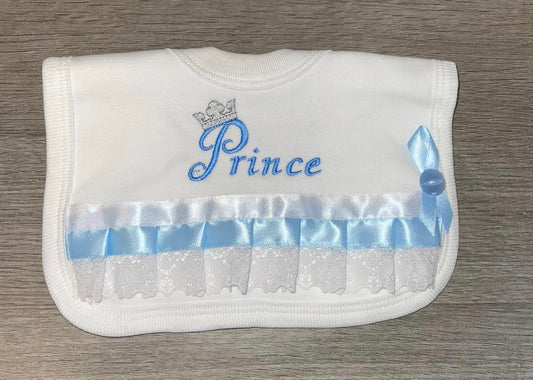 Blue & white Prince Lace Bib