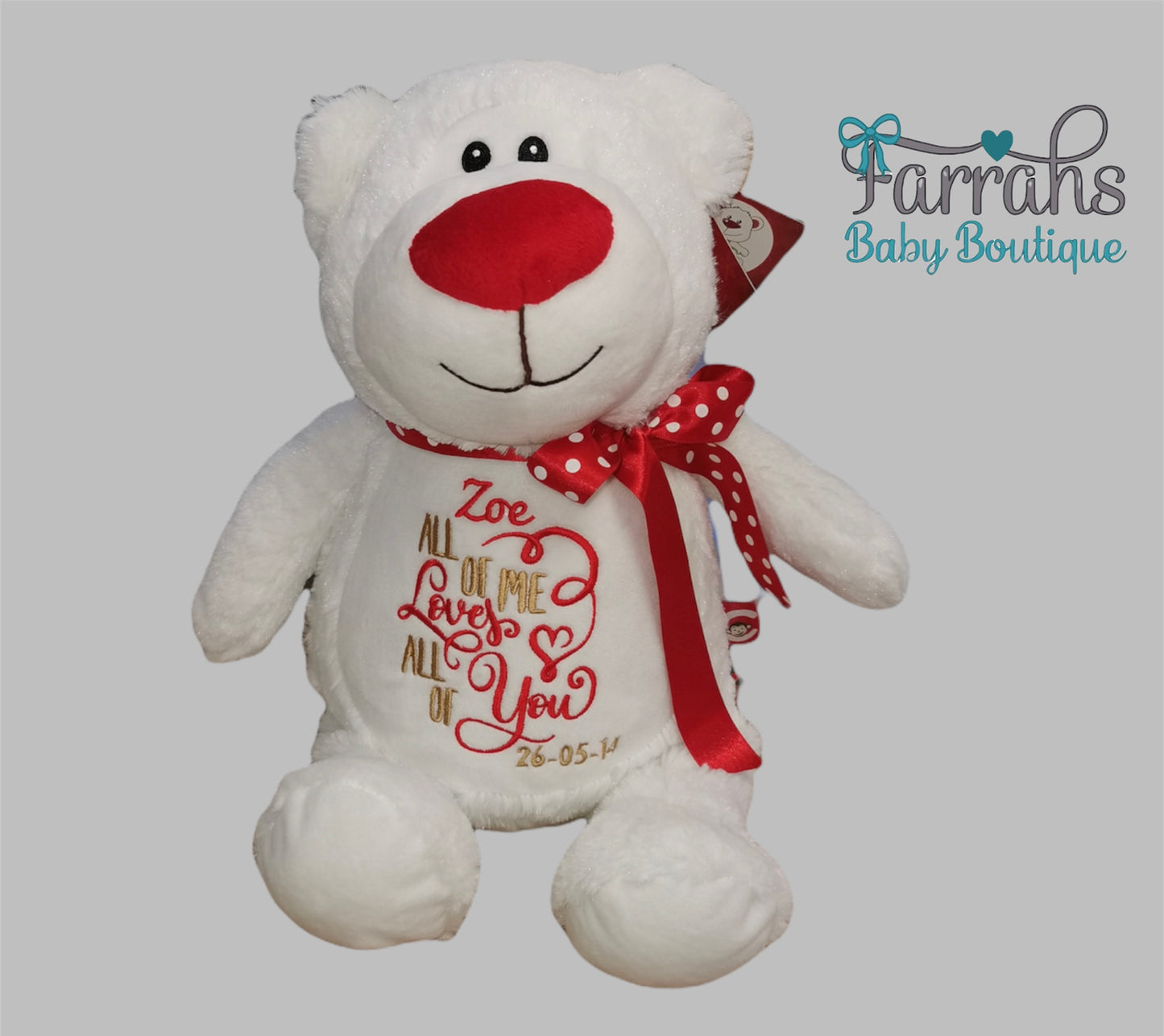Personalised Cubbyford Bear - White & Red