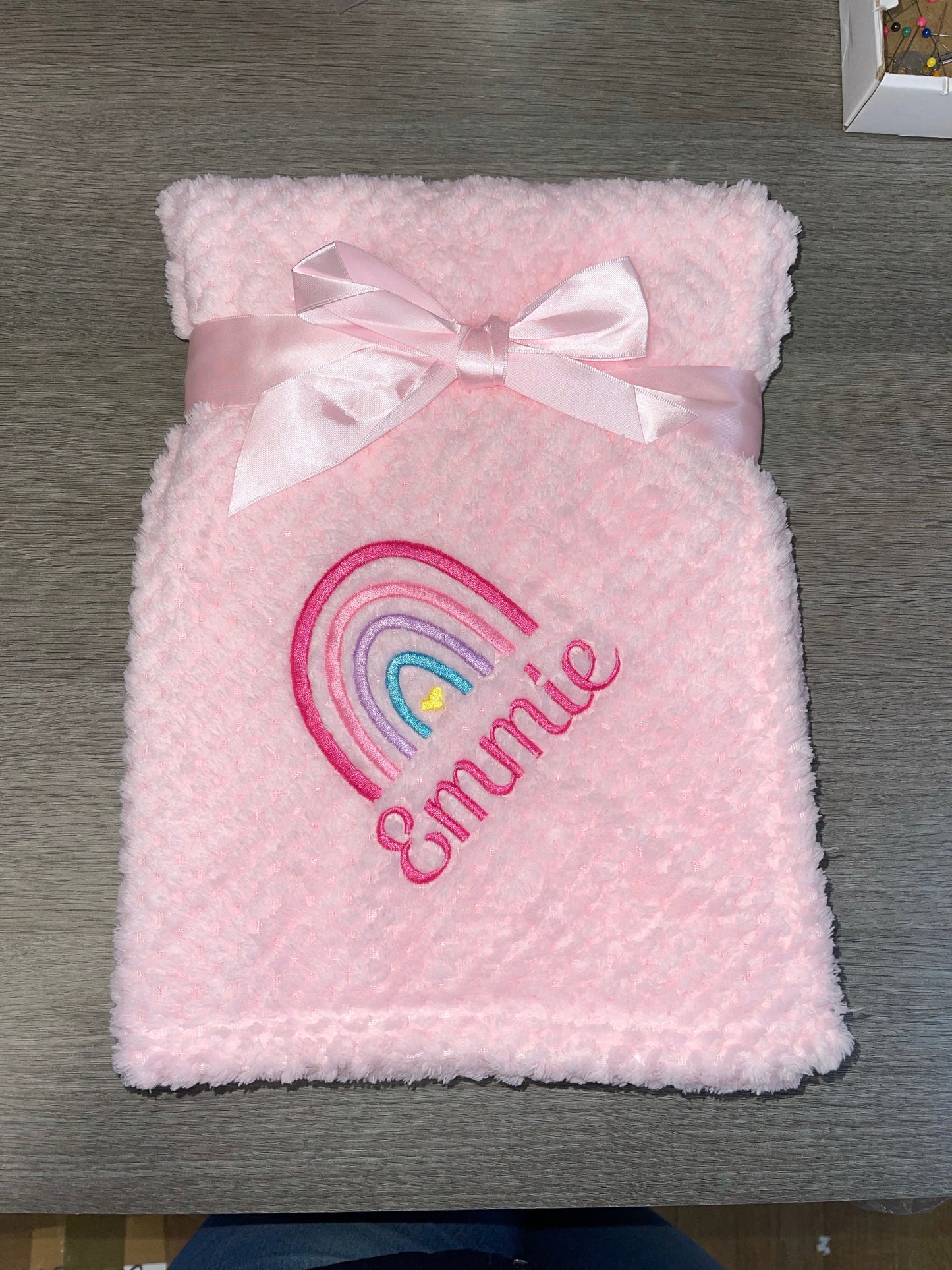 Soft pink rainbow waffle blanket - Personalise me