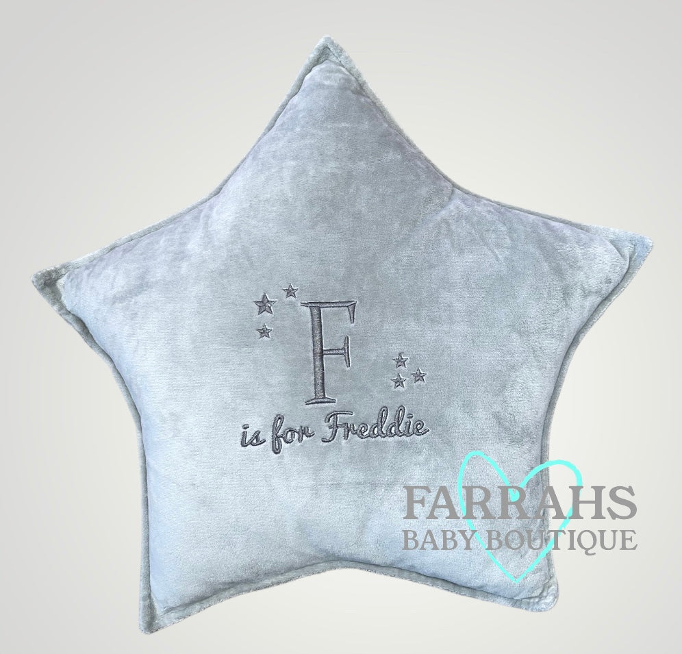 Personalised star cushions - Blue, pink or grey