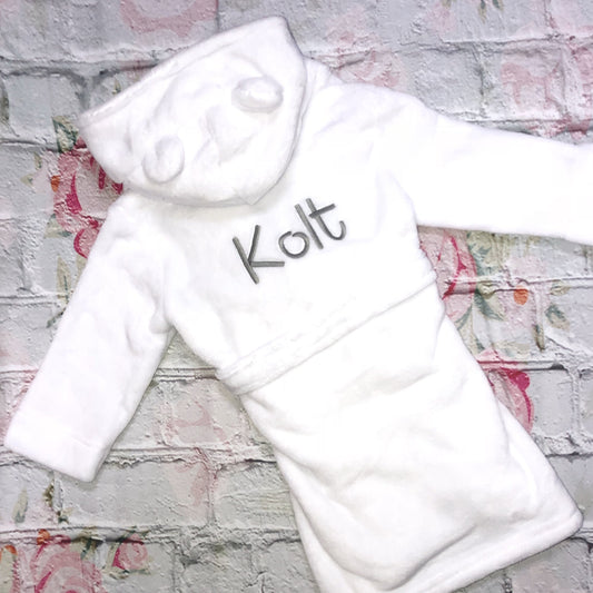Personalised Super Soft White Hooded Dressing Gowns