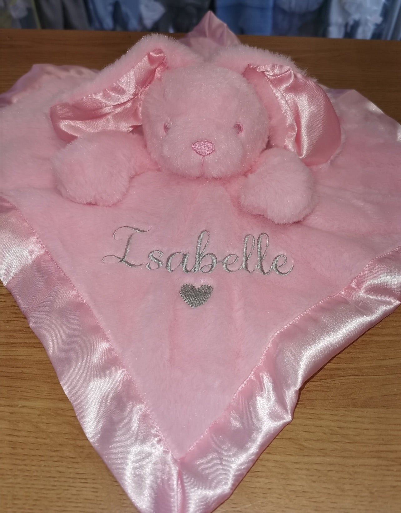 Pink fluffy rabbit comforter - personalise me