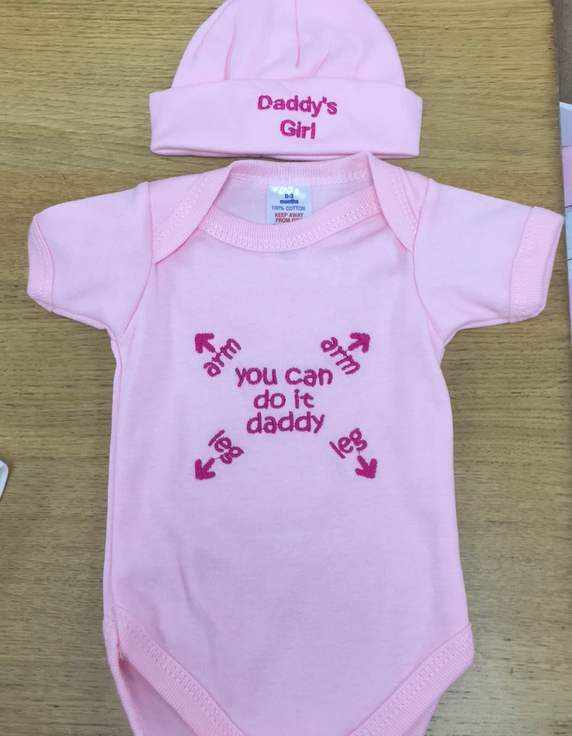 You can do it Daddy!!!!  Pink Vest and Hat set