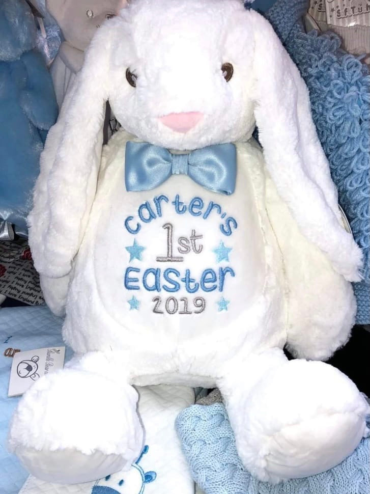 Personalised white or grey mumbles bunny
