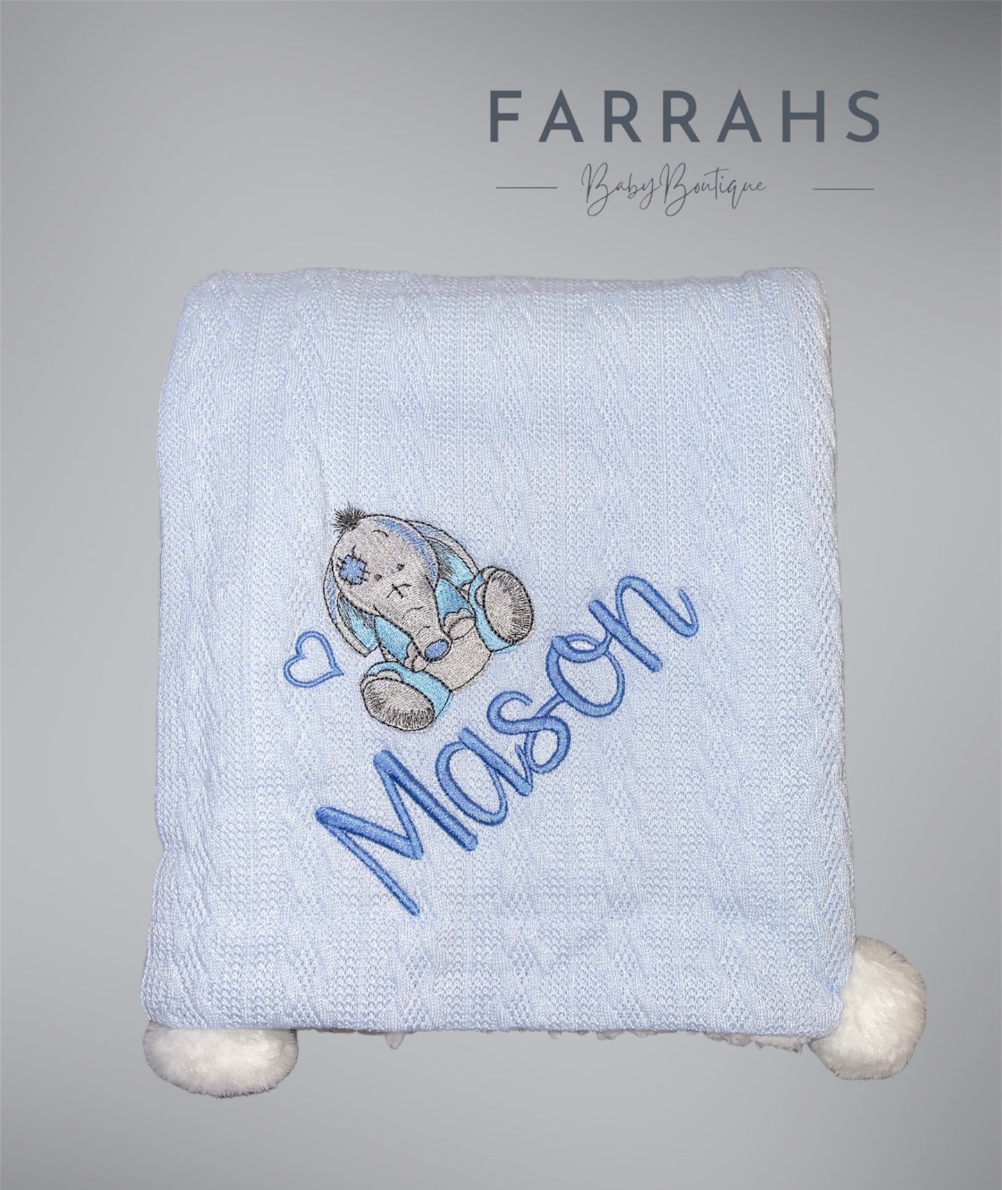 Personalised Cable blanket with Elephant design