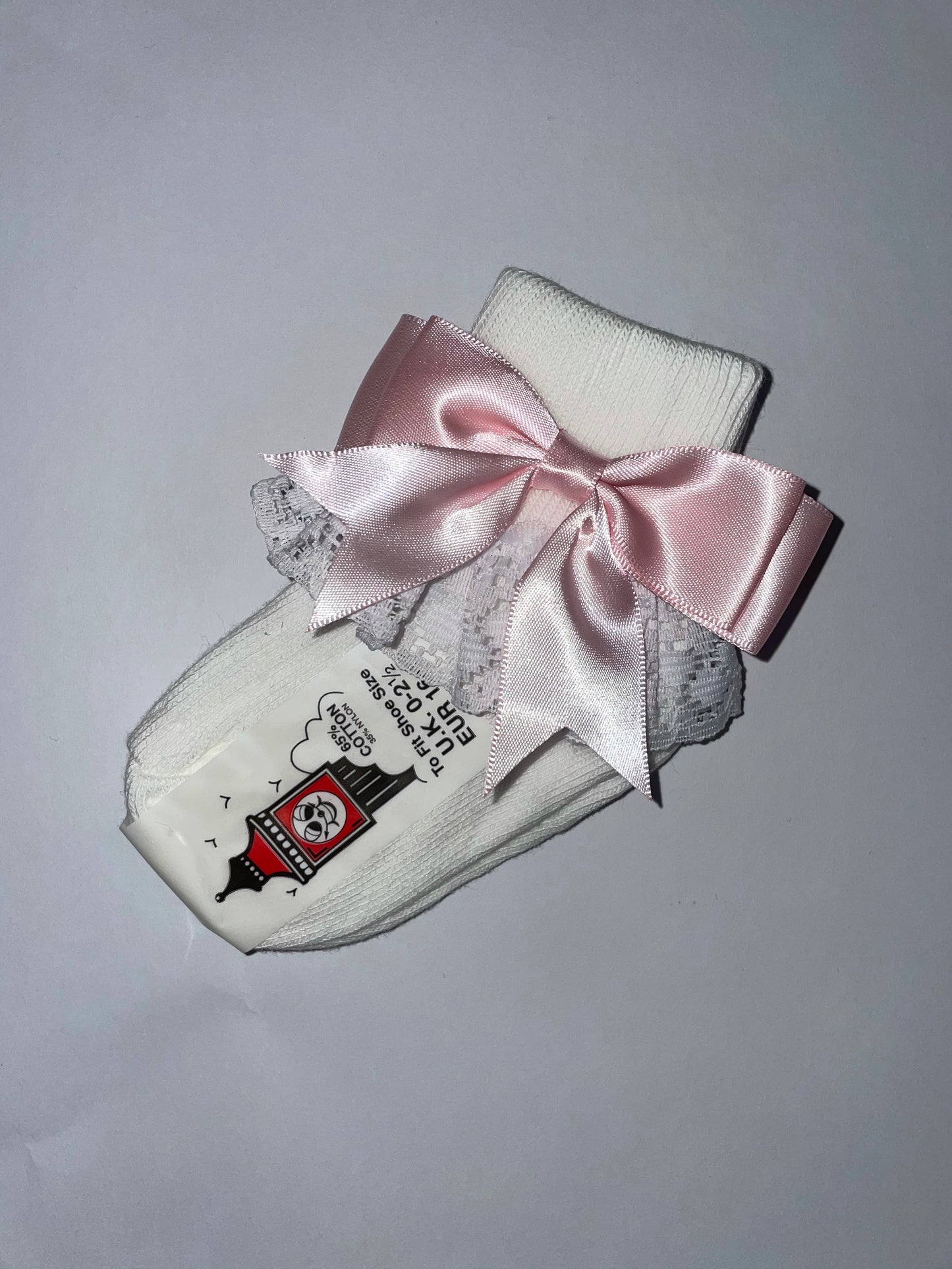 Girls Baby pink Bow lacey socks