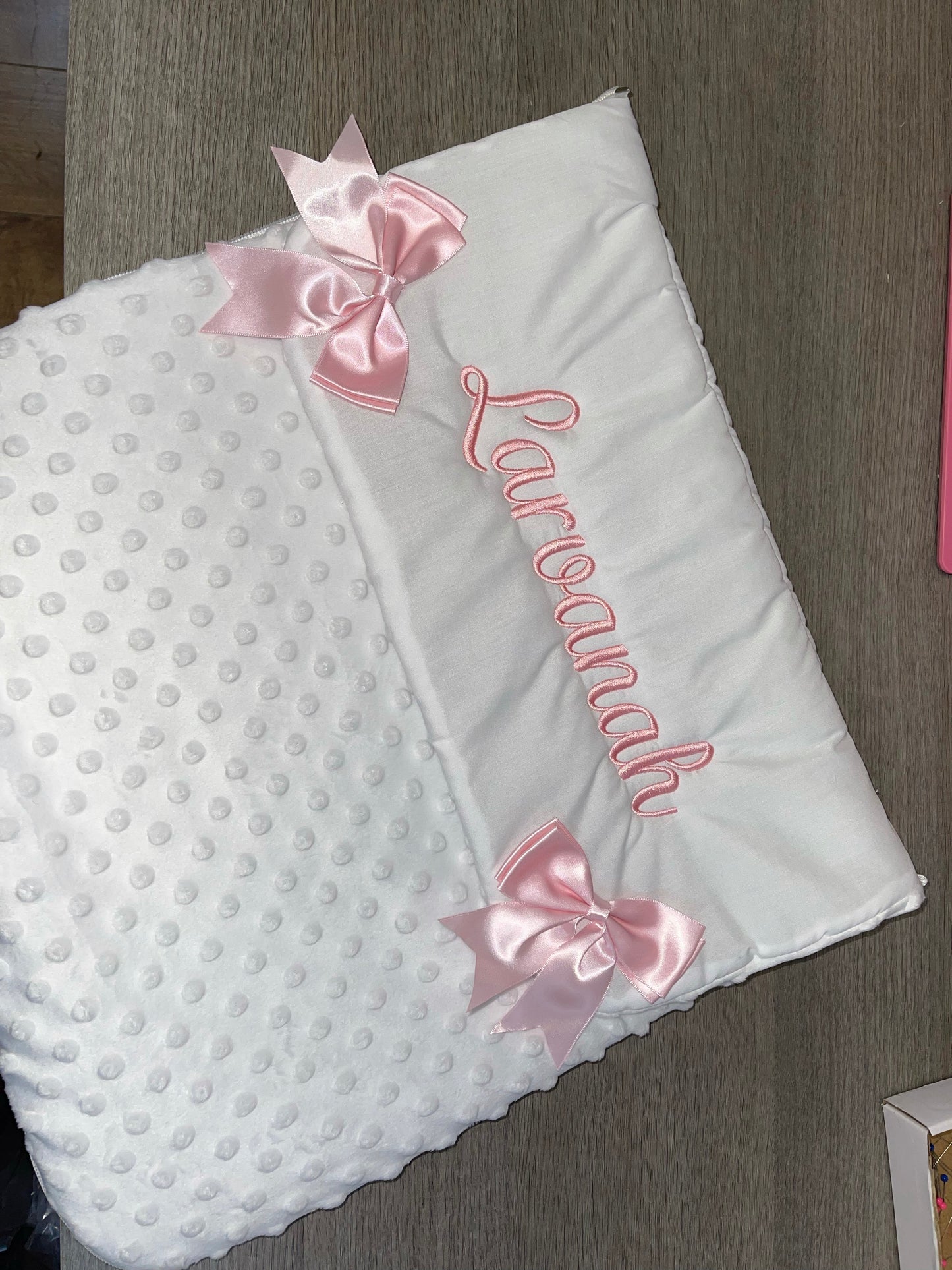 White & Pink Bobbly Two Bow Cosytoes - Personalise me