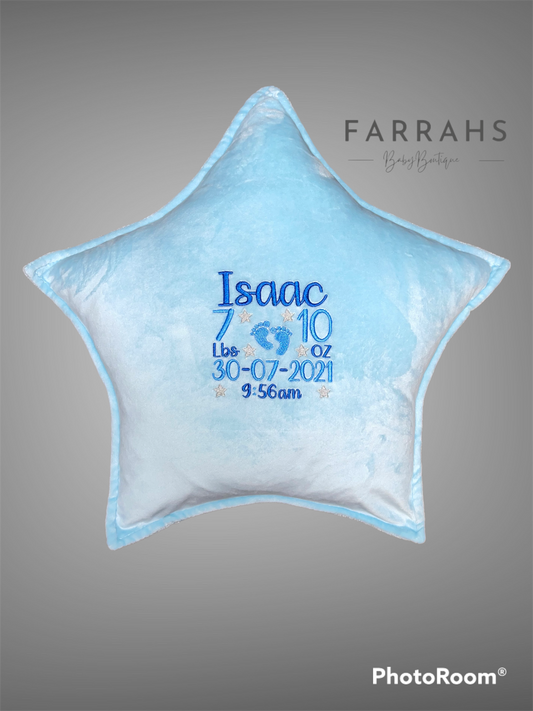 Personalised star cushions - Blue, pink or grey